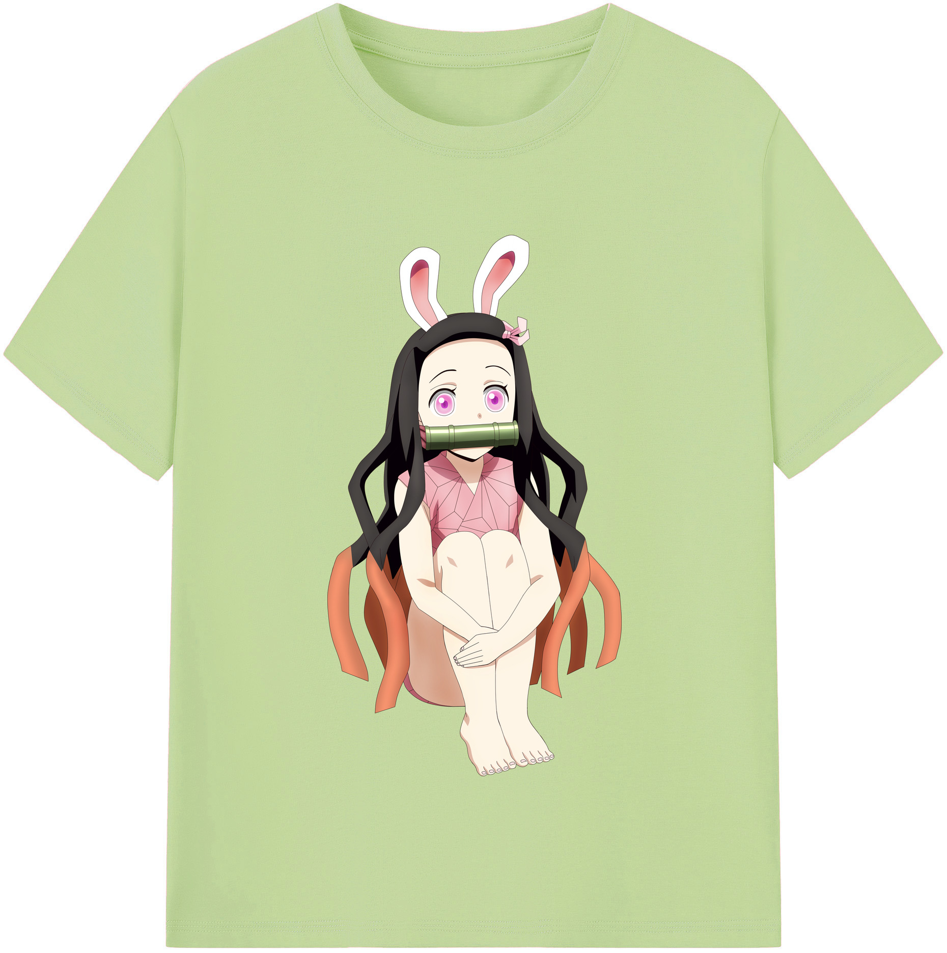（画像用） 鬼滅の刃（きめつのやいば）竈門 禰󠄀豆子／かまど ねずこ Kamado Nezuko 綿100％半袖Tシャツ（フロントプリント）